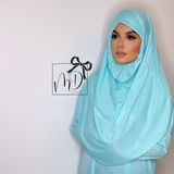 Robe de prière vert d'eau avec hijab intégré